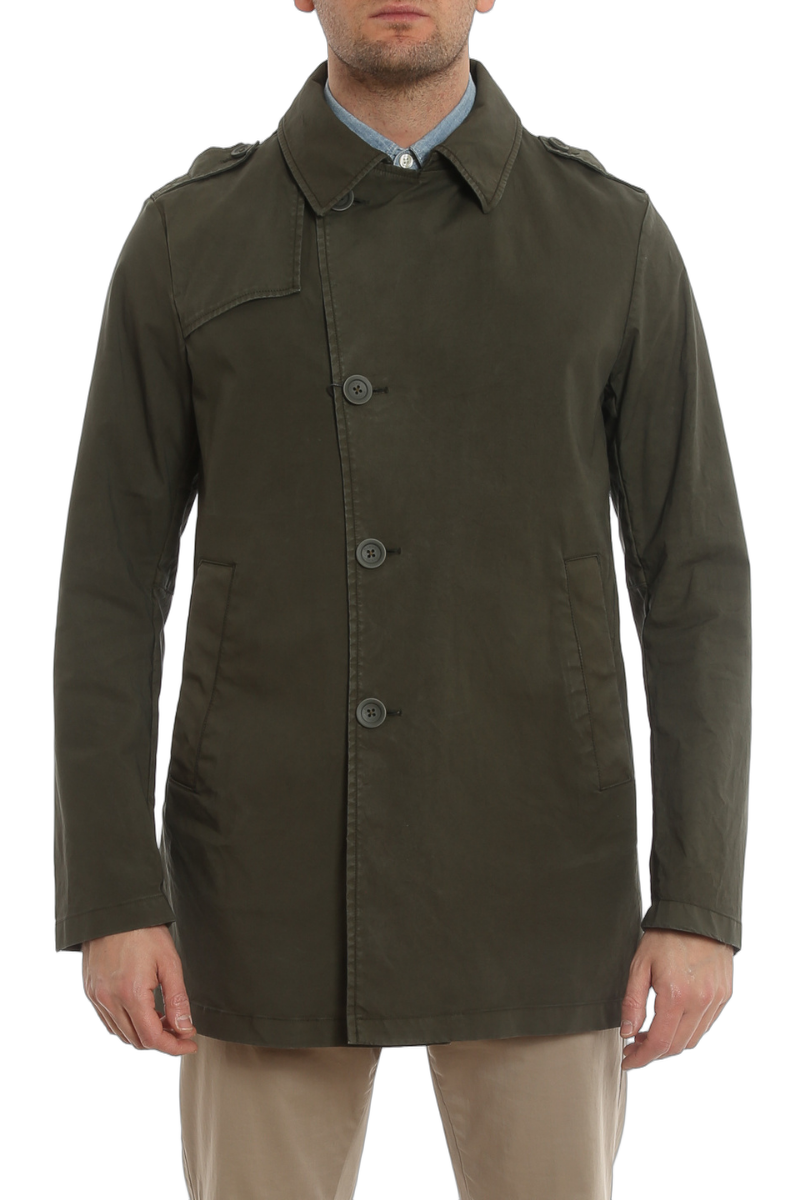 Cotton-Blend Coat — Green
