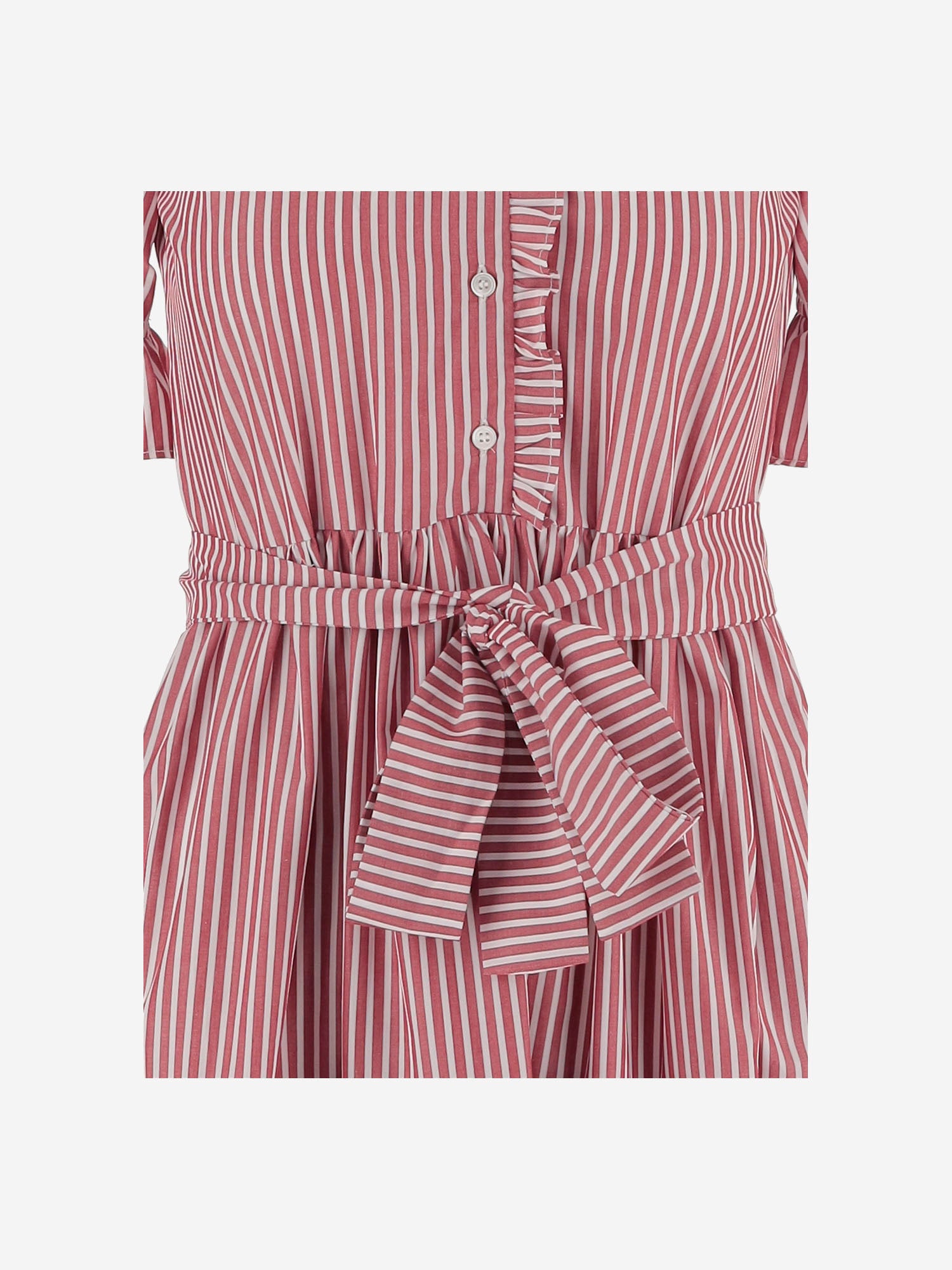 F.It – Gestreiftes Baumwollkleid mit Rüschenkragen