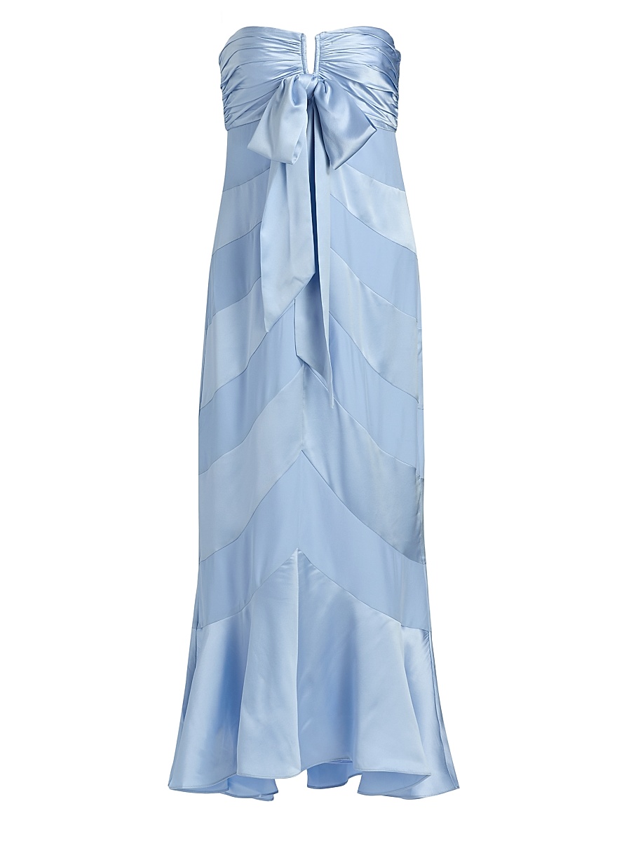 Women's Cadilyn Silk Stripe Bow Midi-Dress - Cornflower