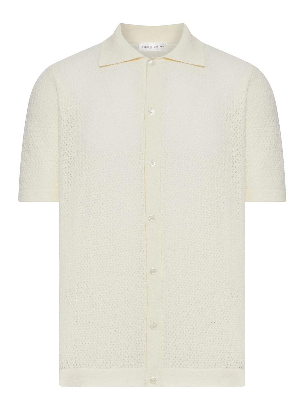 Perforated Knit Shirt With Classic Collar