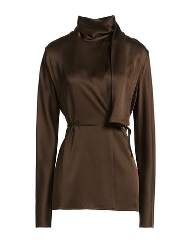 Woman Top Dark brown Size 6 Acetate, Viscose