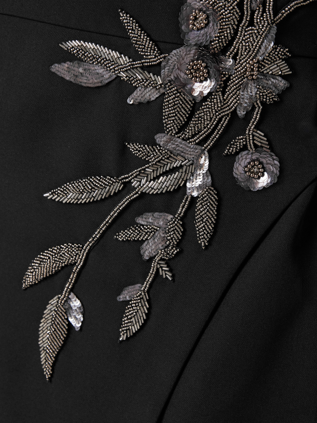 Embellished Draped Cady Gown - Black