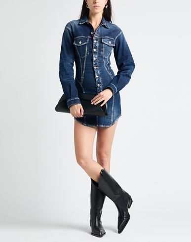 Woman Mini dress Blue Size 2 Cotton, Elastane