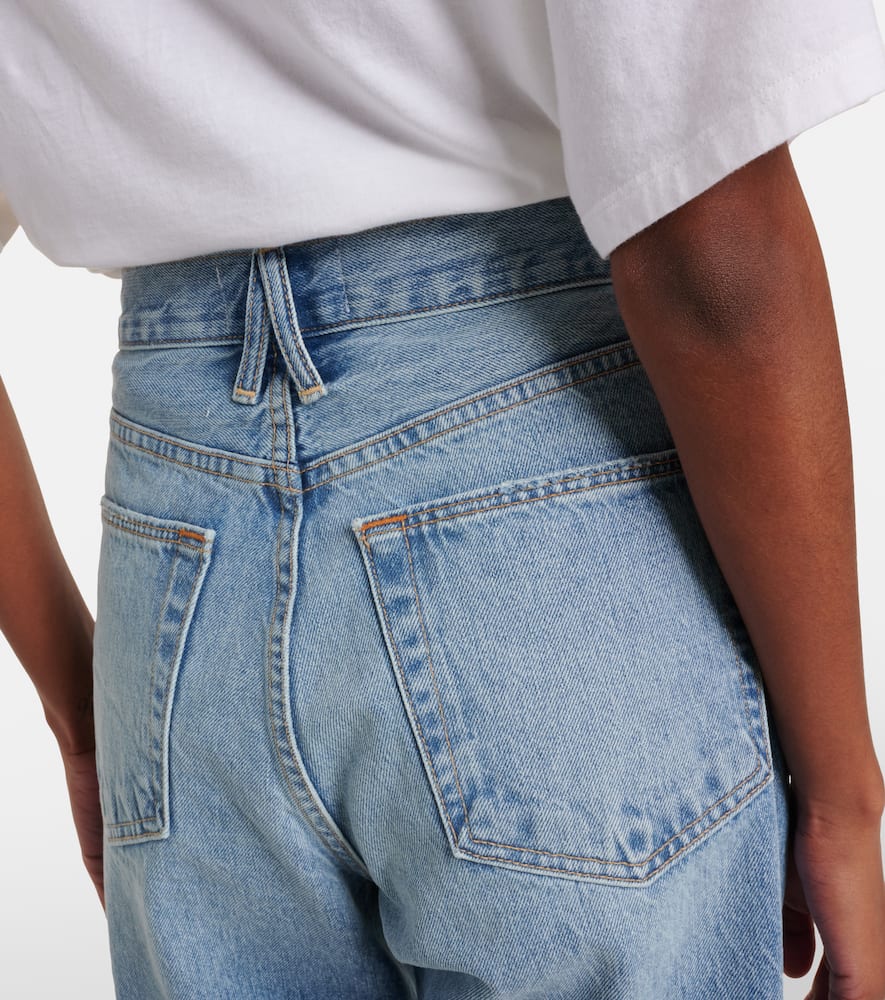 High-rise denim Bermuda shorts