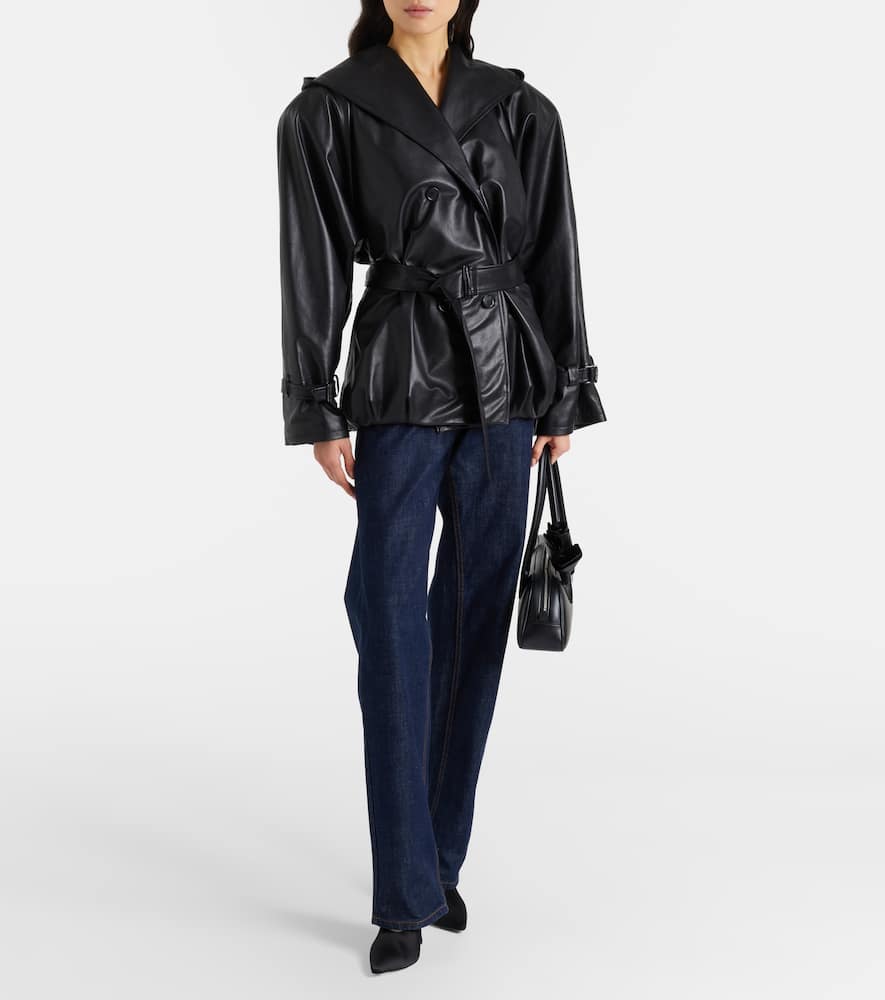 Hooded leather jacket
