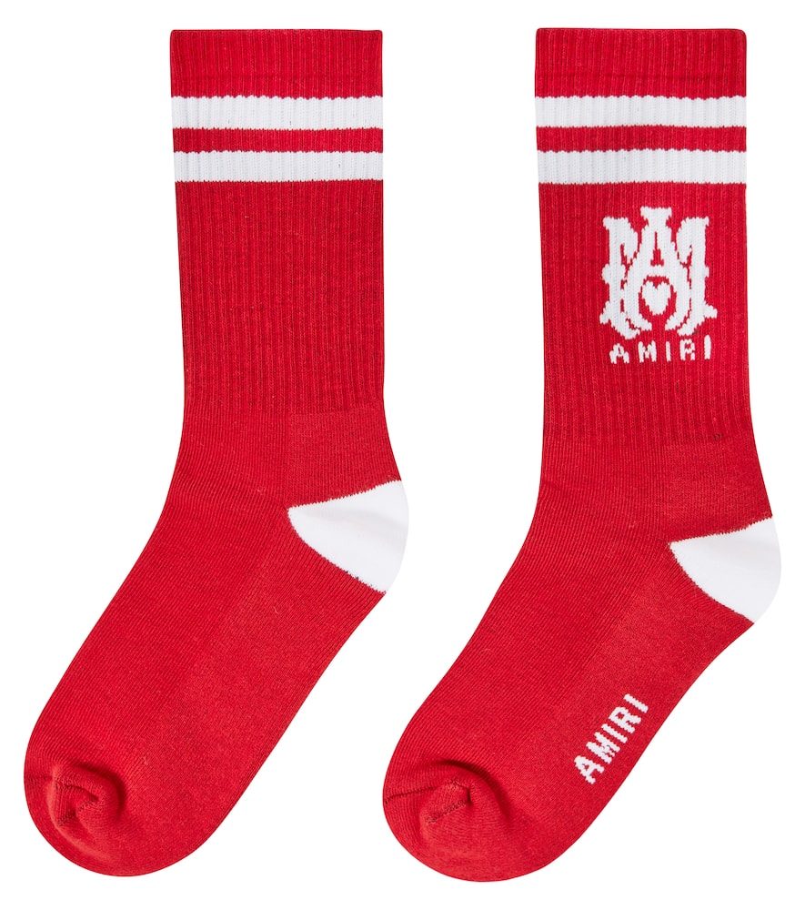 Printed cotton-blend socks