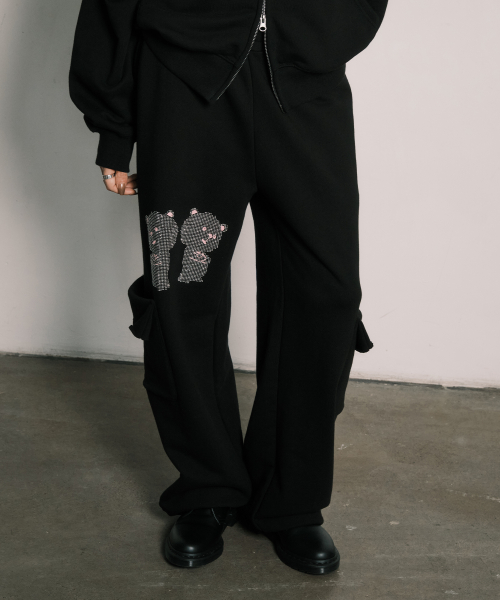 RHINESTONE DALGOMM JOGGER PANTS BLACK