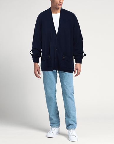 Man Cardigan Navy Size XL Virgin Wool, Cashmere