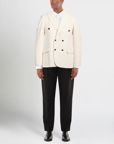 Man Blazer Ivory Size 42 Polyester, Cotton, Elastane
