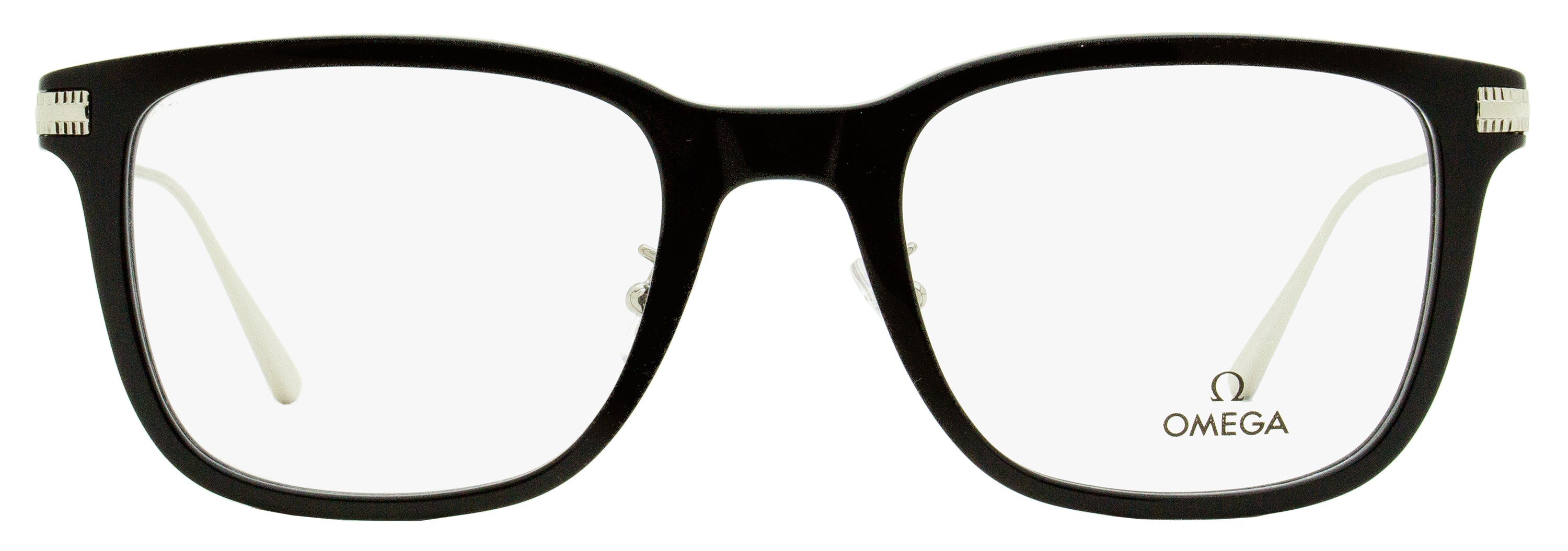 OM5005H Square Metal-Accented Acetate Eyeglasses — Black