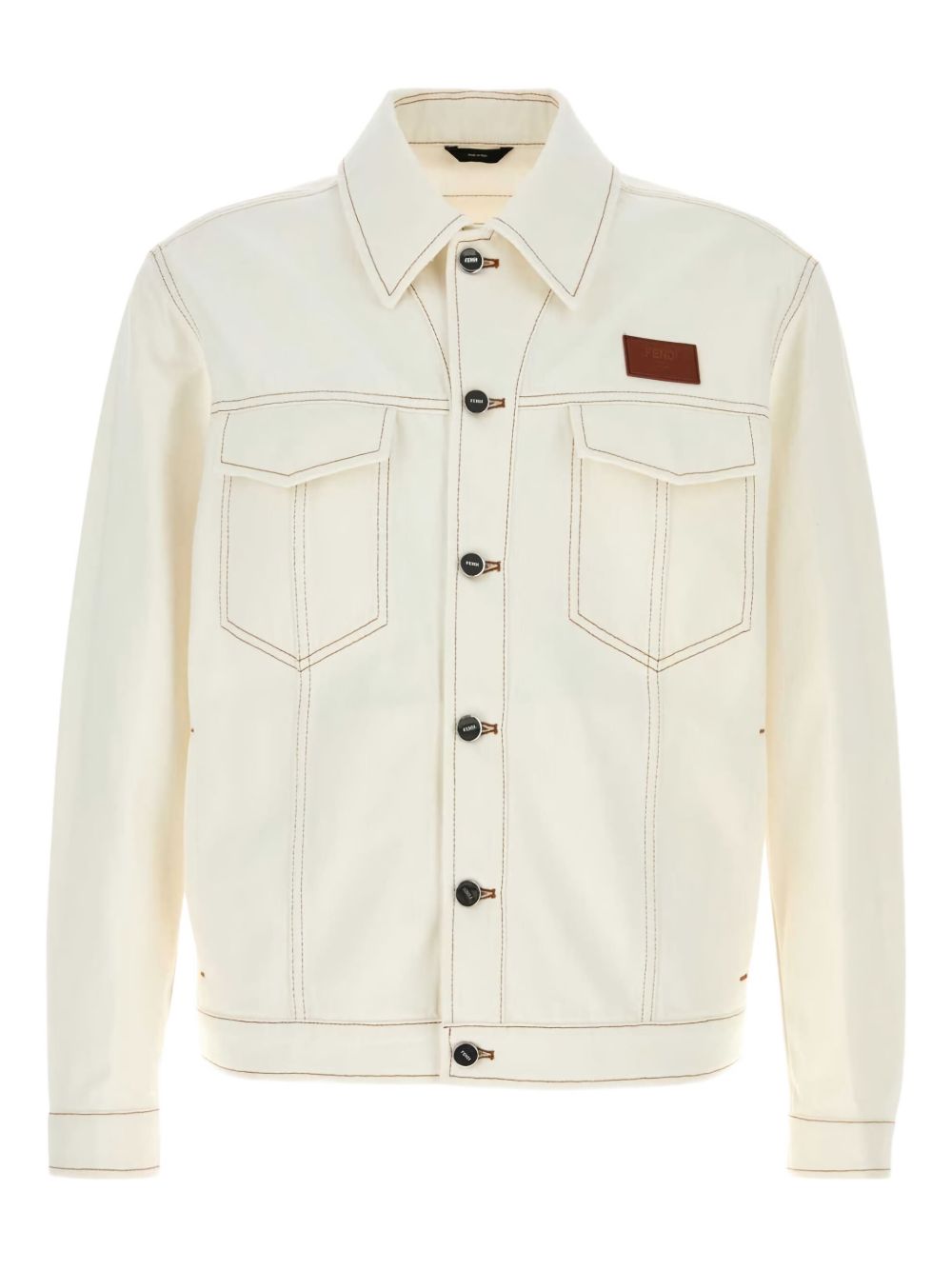 Jeans contrast-stitch denim jacket - White