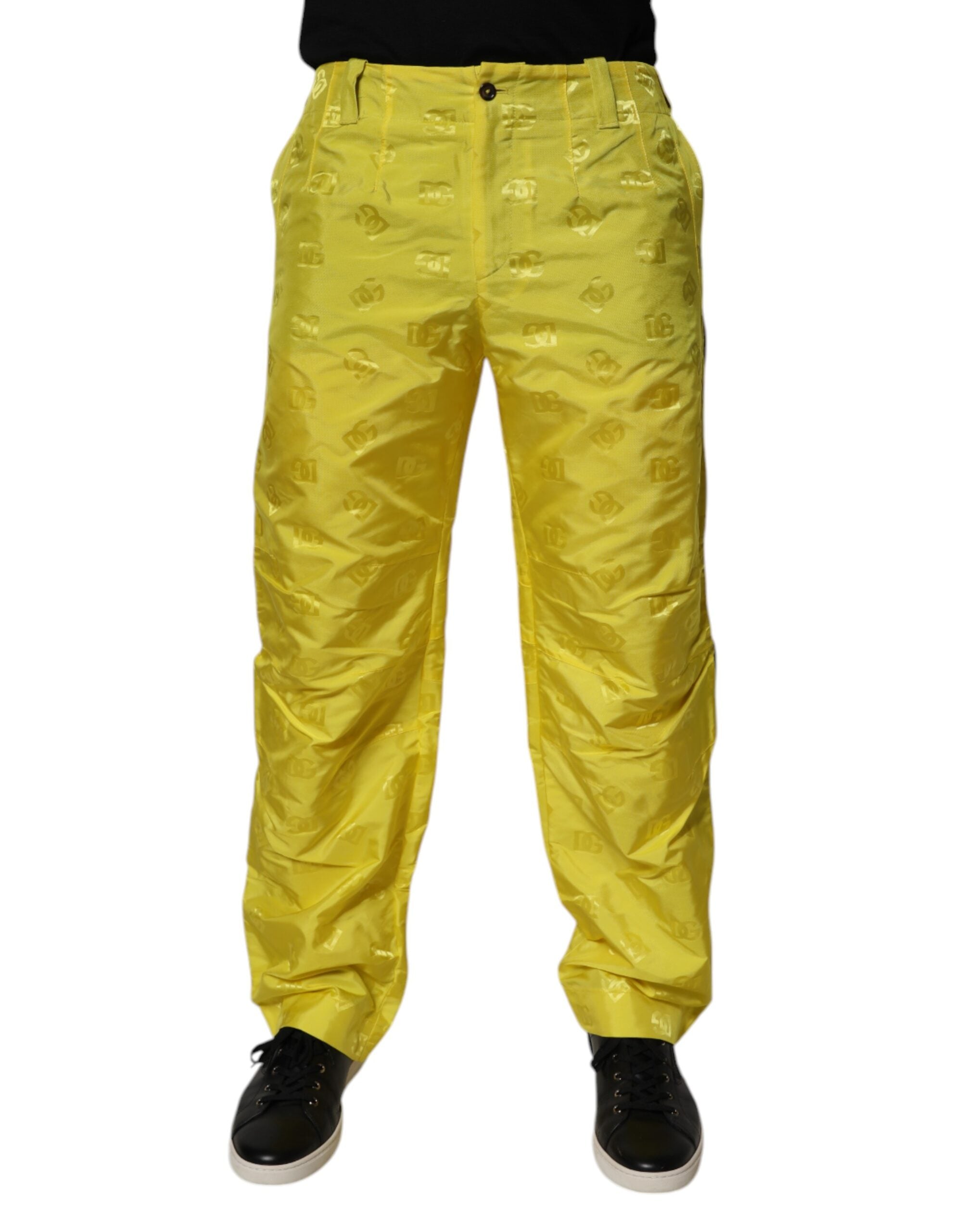 DG Monogram Polyester Trousers — Yellow