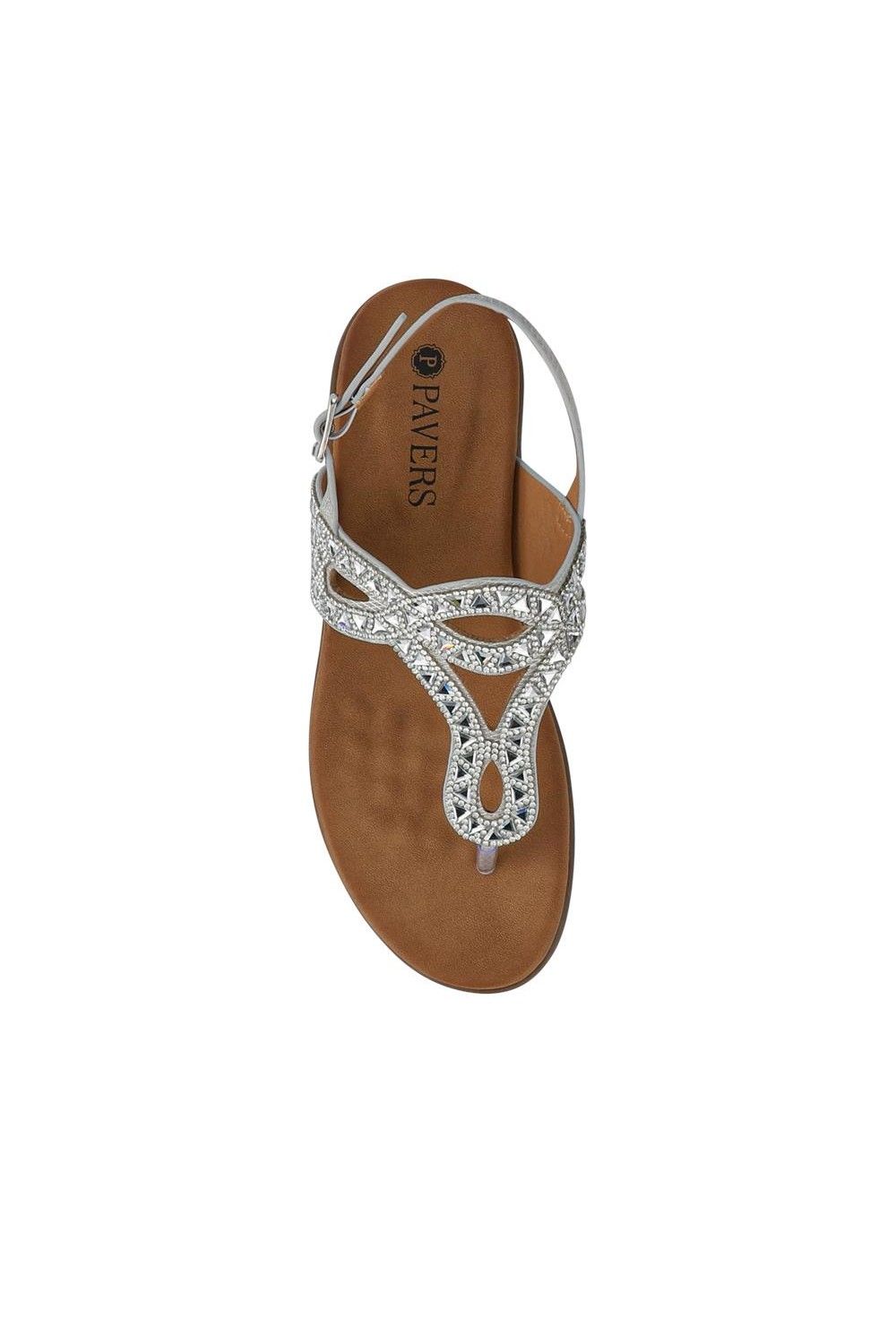 Pavers Women's Slingback Toe Post Sandals in Metallic Silver