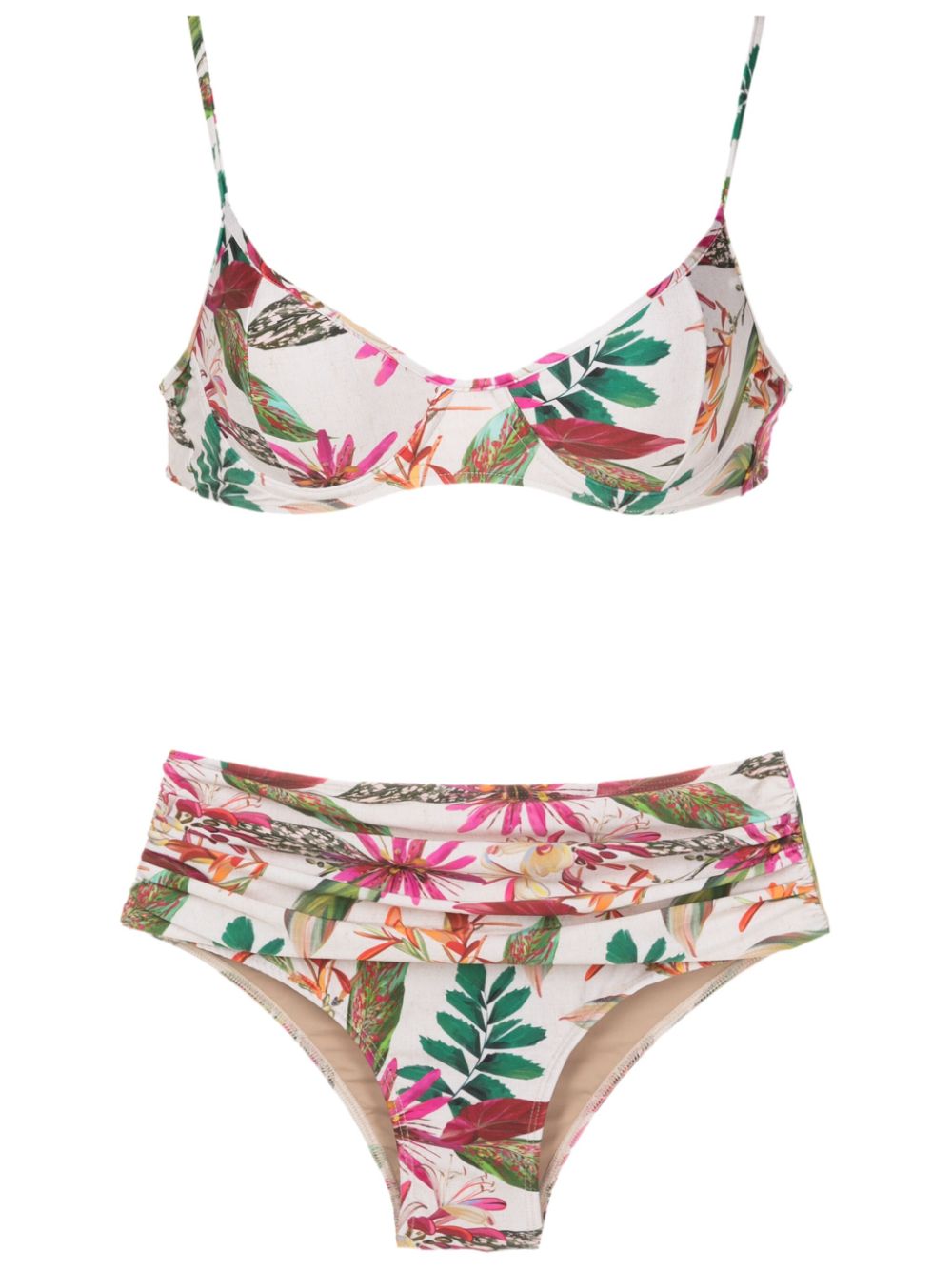 Liliane botanical-print bikini - White