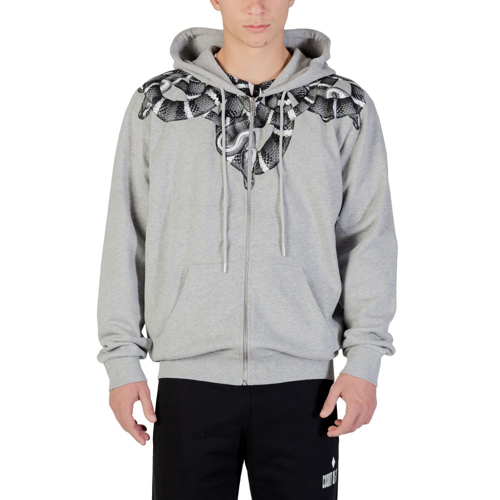 Snake Graphic Cotton Hoodie — Gray
