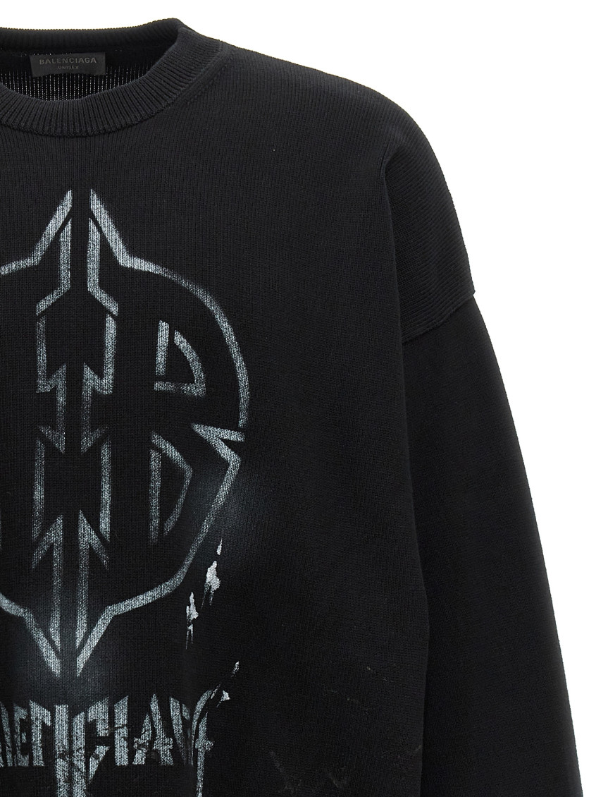 -Logo Sweater Maglioni Bianco/Nero-Uomo