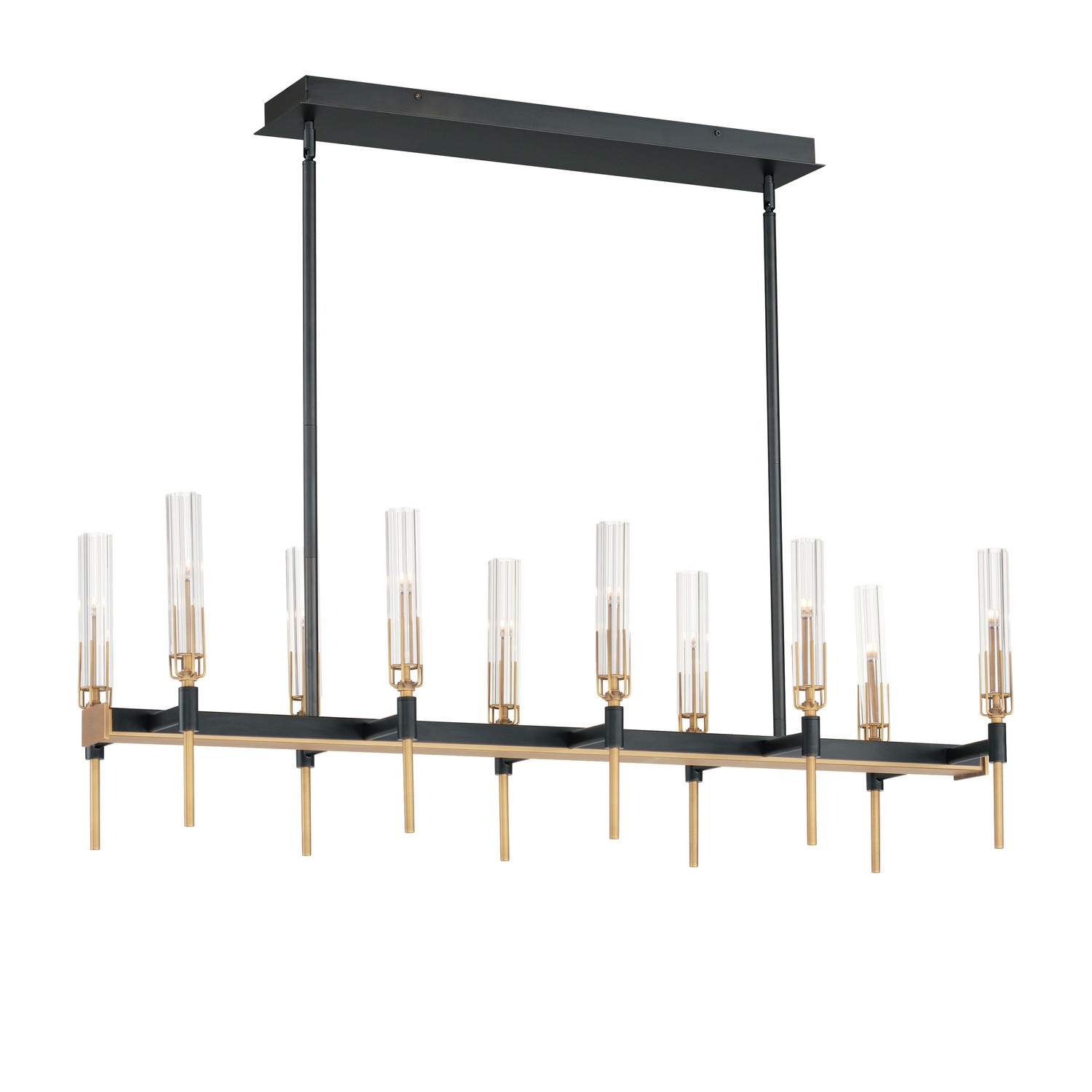 Black Antique Brass LED Linear Chandelier from the Flambeau Collection