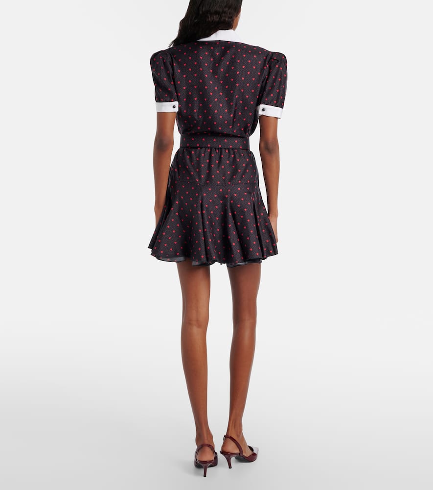 Printed silk twill minidress