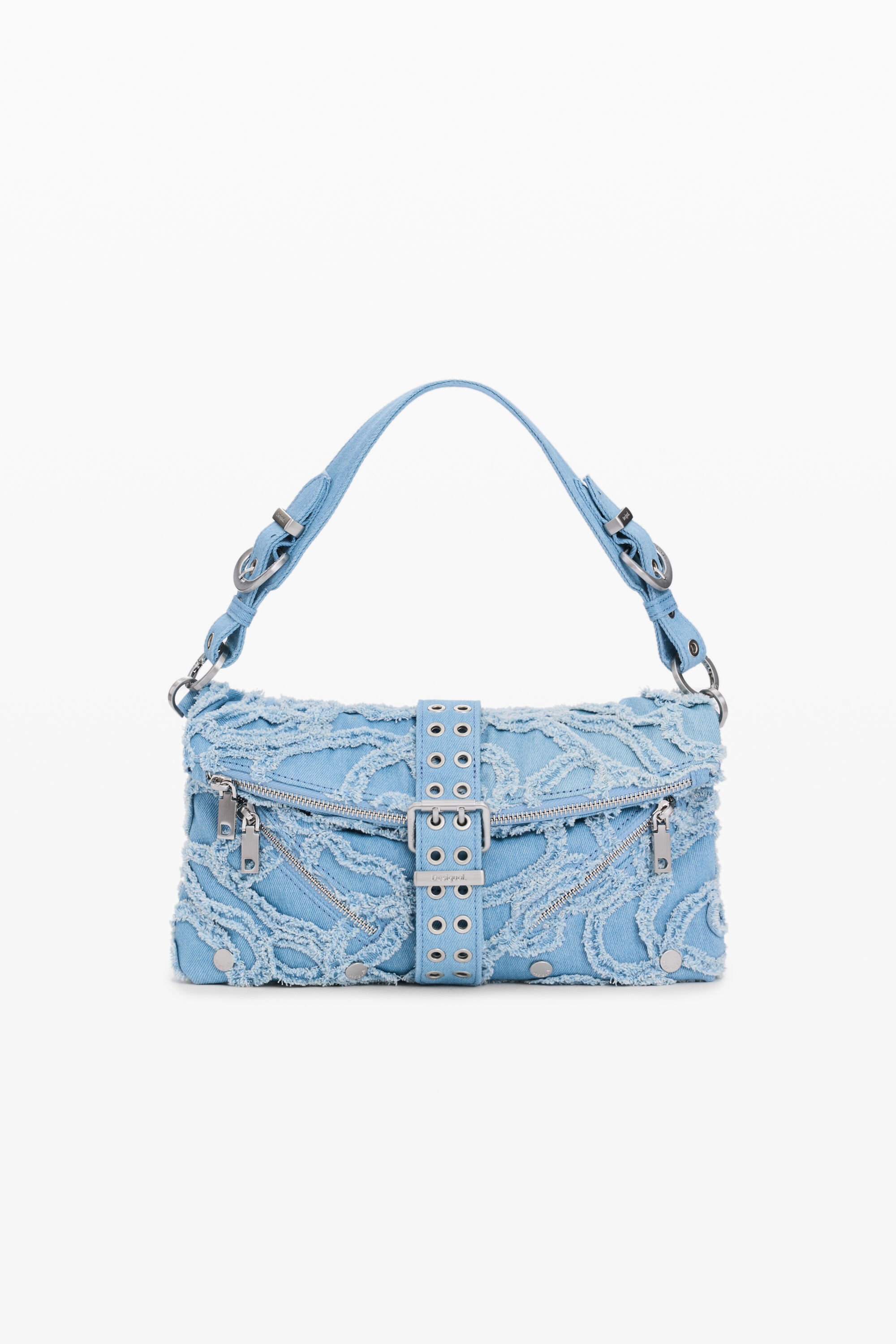 Embroidered denim bag