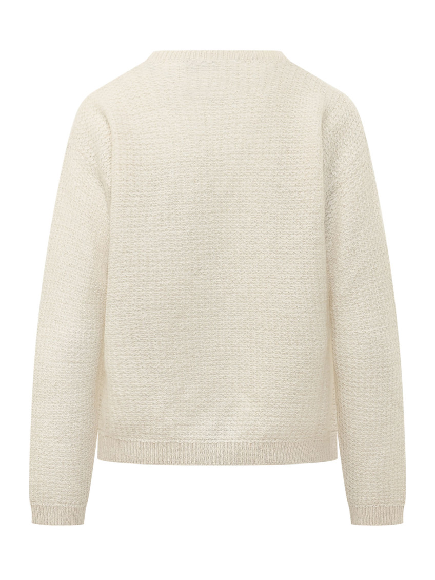 Off White Knitted Crew Neck Sweater