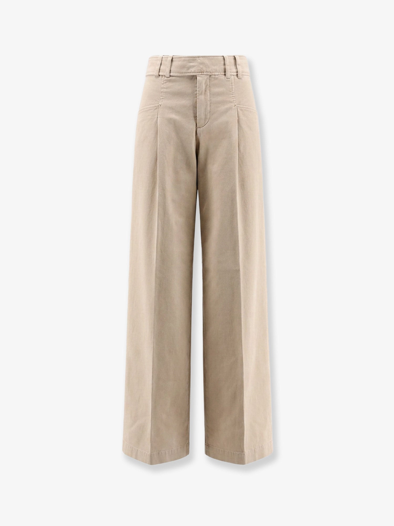 Stretch Cotton Trousers — Beige