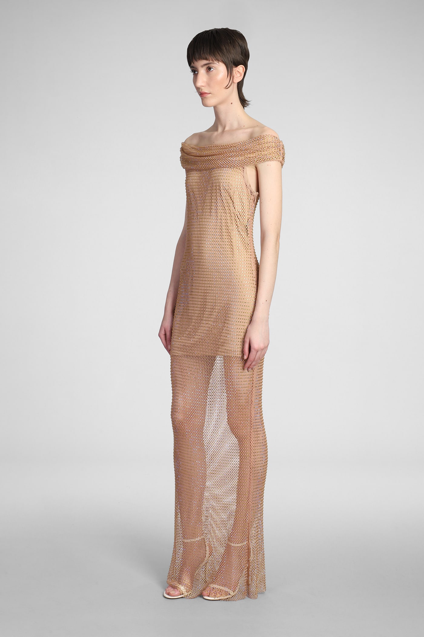 Rhinestone-embellished maxi-dress - Metallic