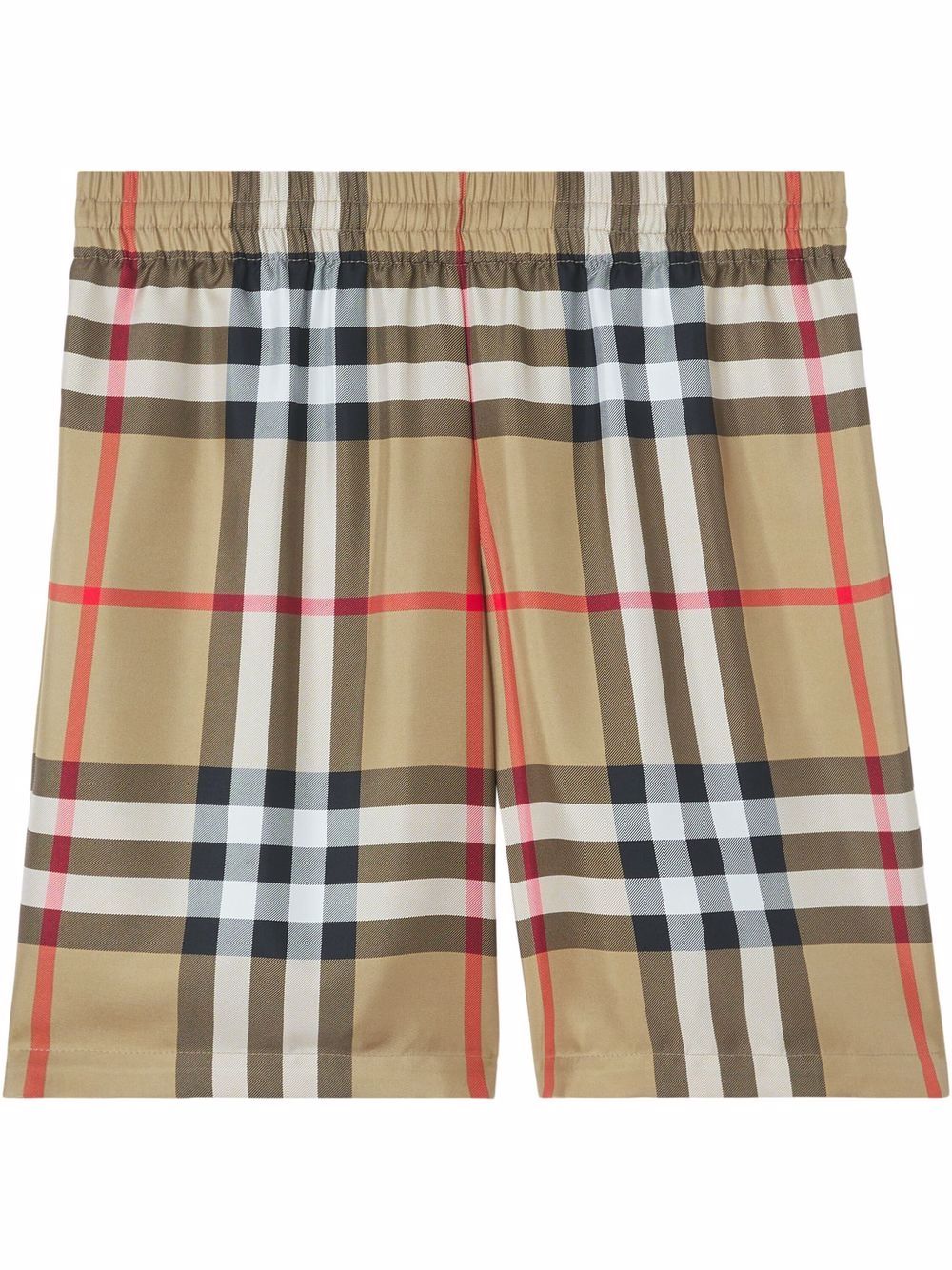 Check-print silk shorts - Brown