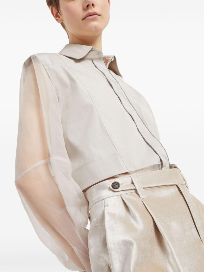 Pearlescent-finish tailored miniskirt - Neutrals
