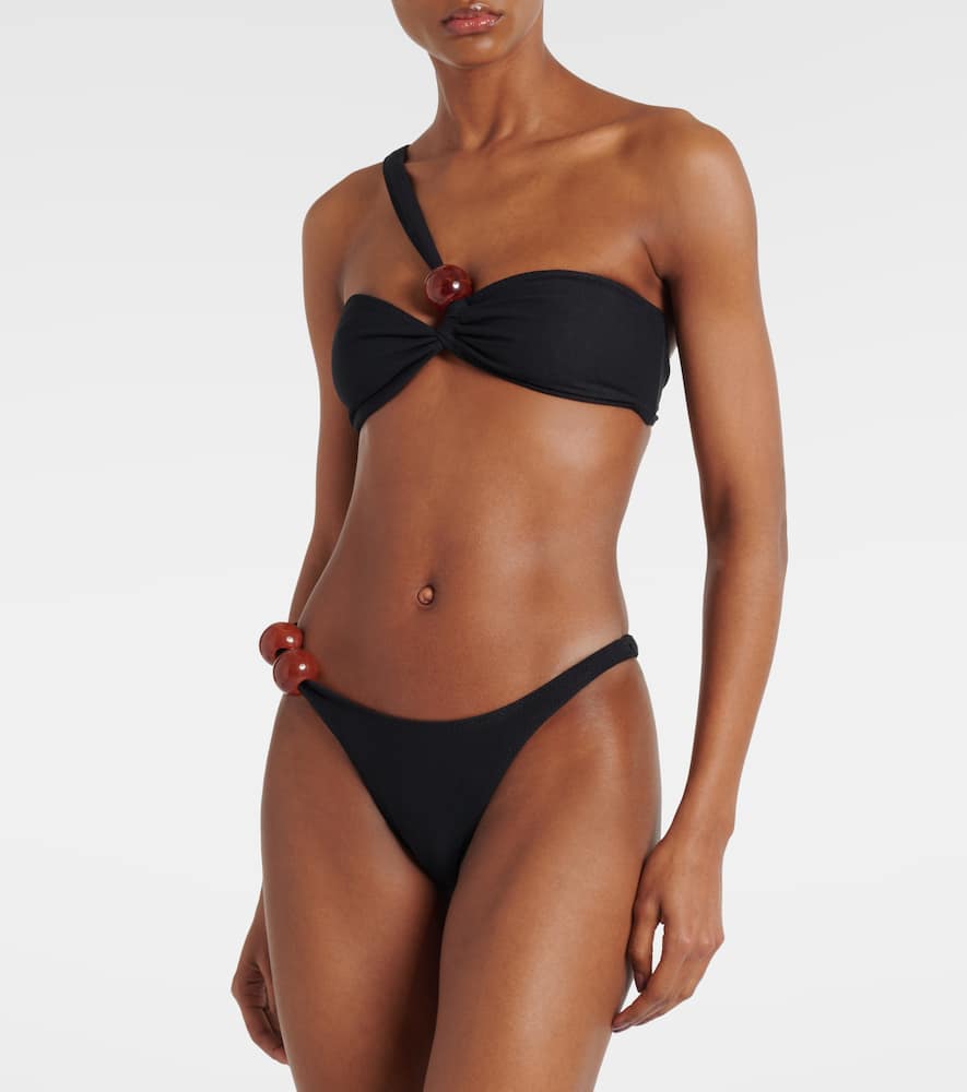 Marble gathered bikini top