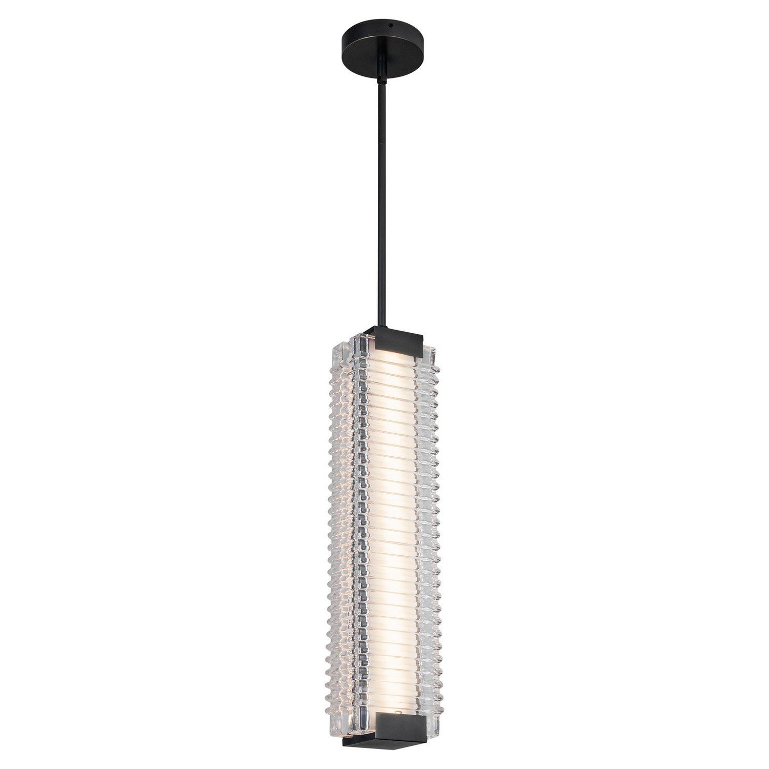 Urban Bronze Ribbed Glass LED Pendant from the Alai Collection