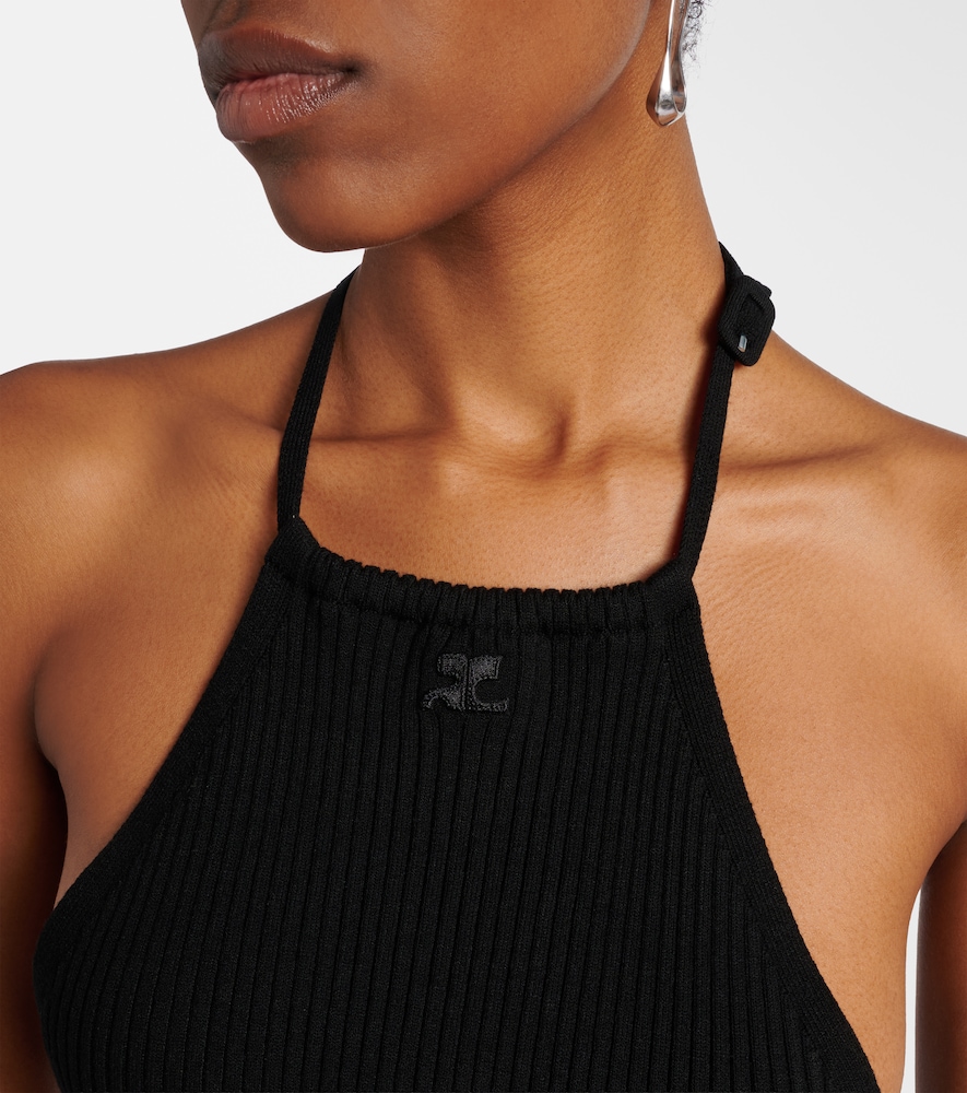 Courrèges Pointy ribbed-knit halterneck top