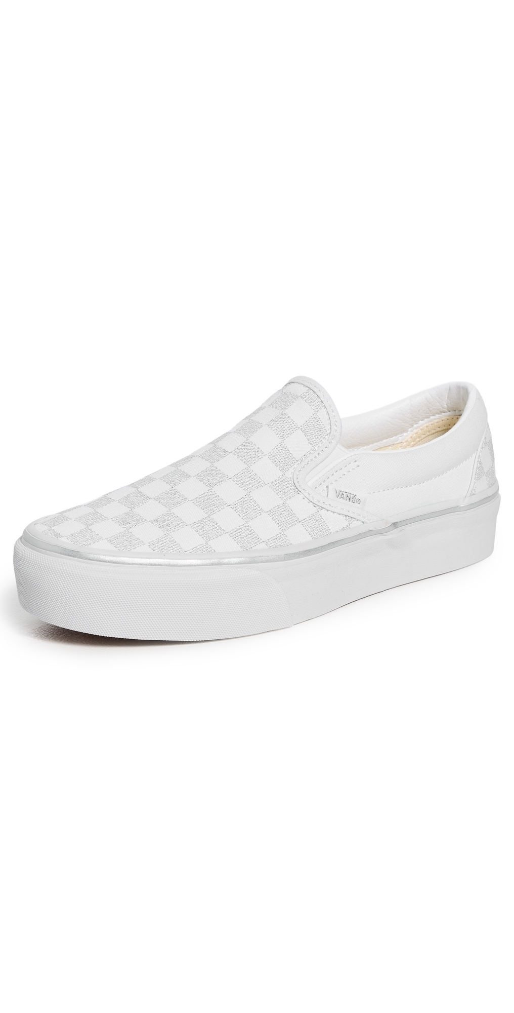 Classic Slip On Platform Sneakers Metallic Checkerboard Silver W