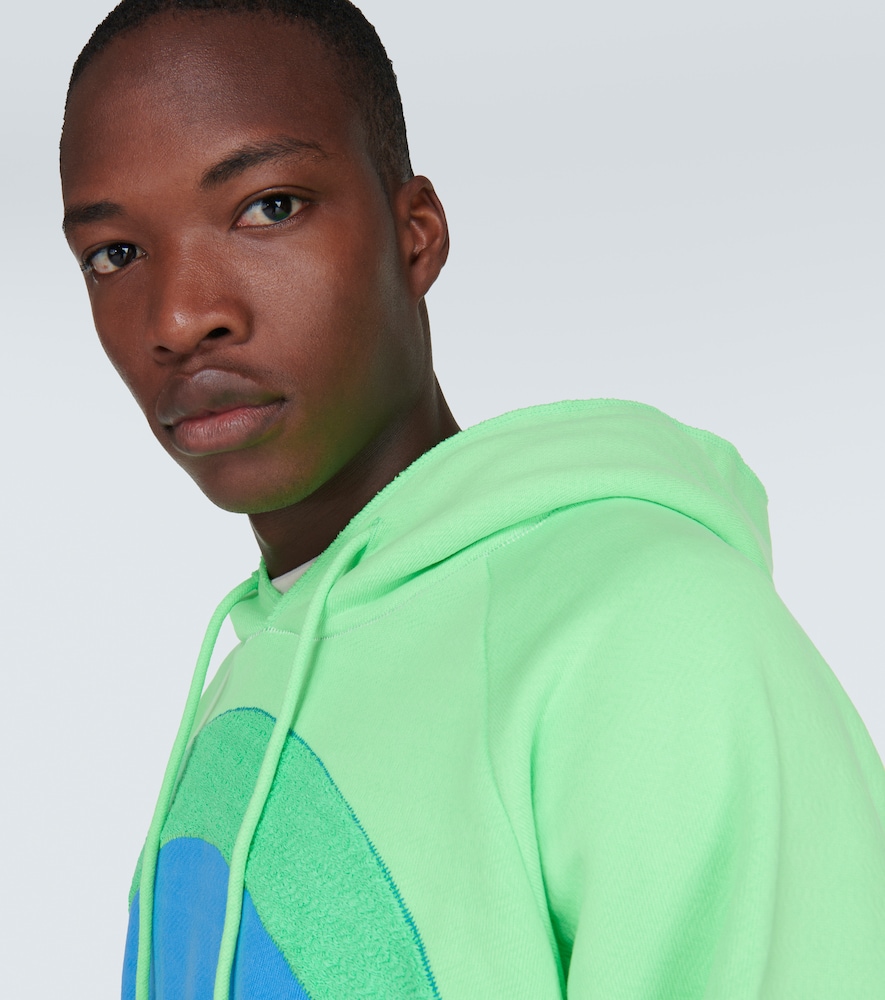 Rainbow bouclé trimmed cotton hoodie