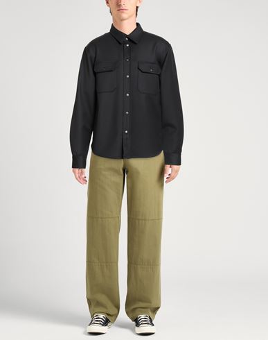 Man Shirt Black Size 36 Polyester, Virgin Wool, Elastane