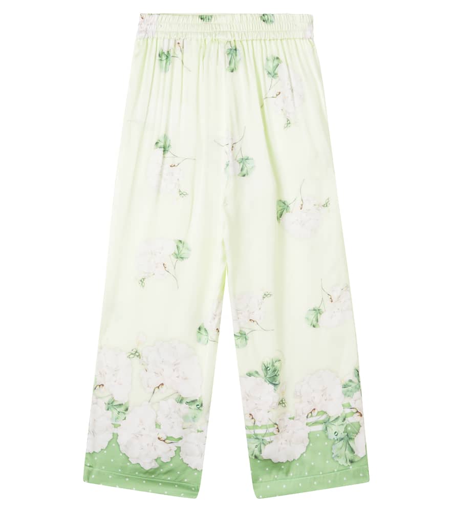 Floral satin pajama pants