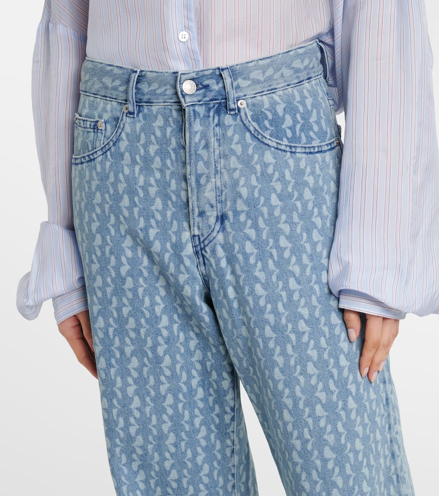 Printed wide-leg jeans