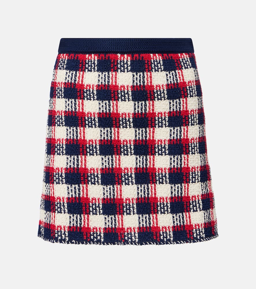 Checked cotton miniskirt
