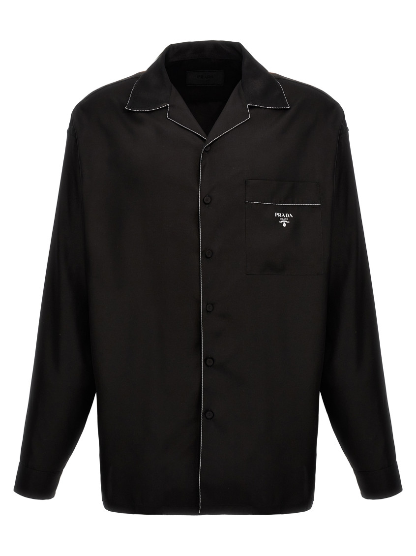 Contrasting-trim Button-up Pyjama Shirt