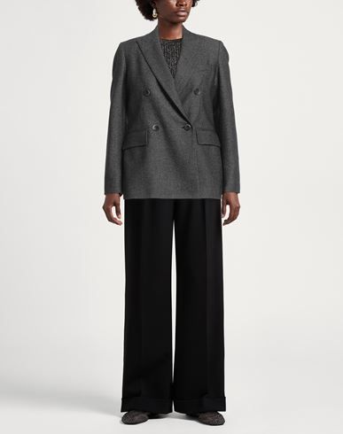 Woman Blazer Black Size 4 Wool, Cotton, Cashmere, Elastane
