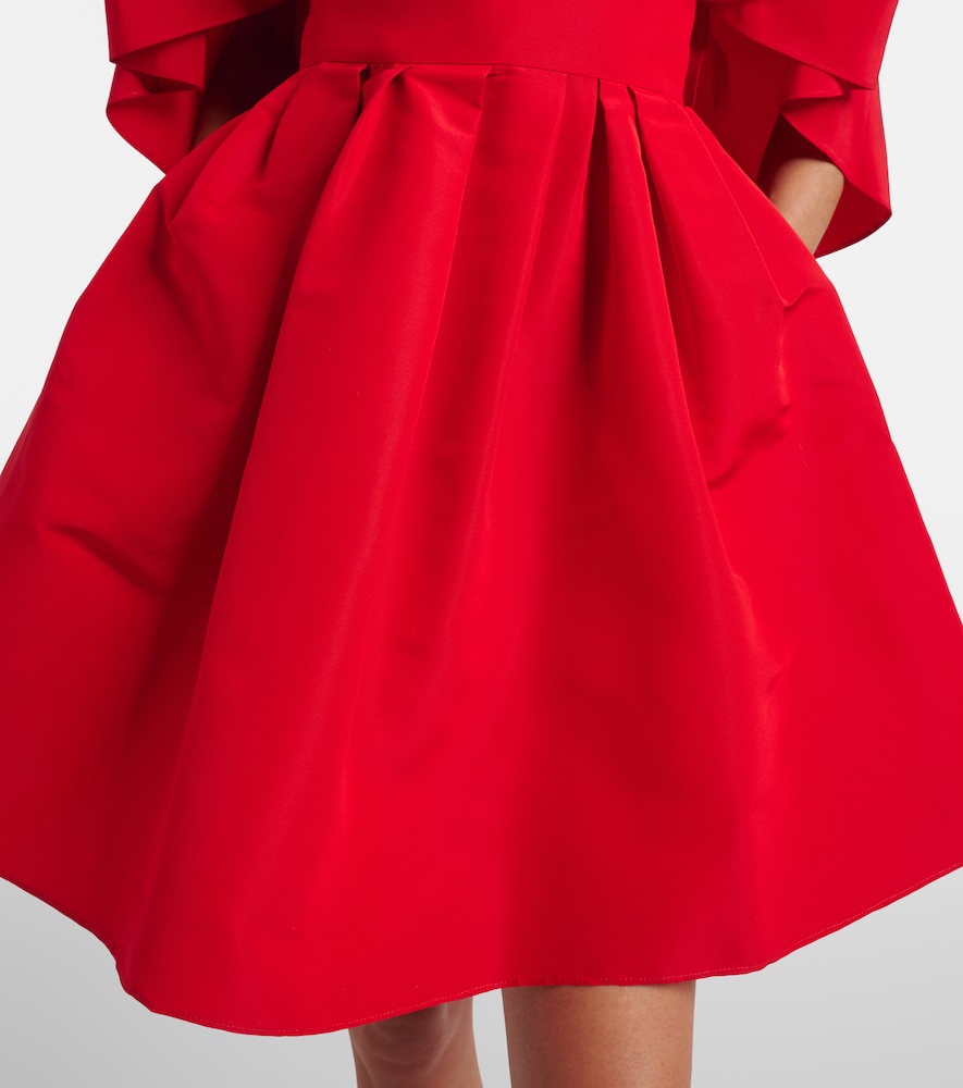 Fan gathered silk minidress