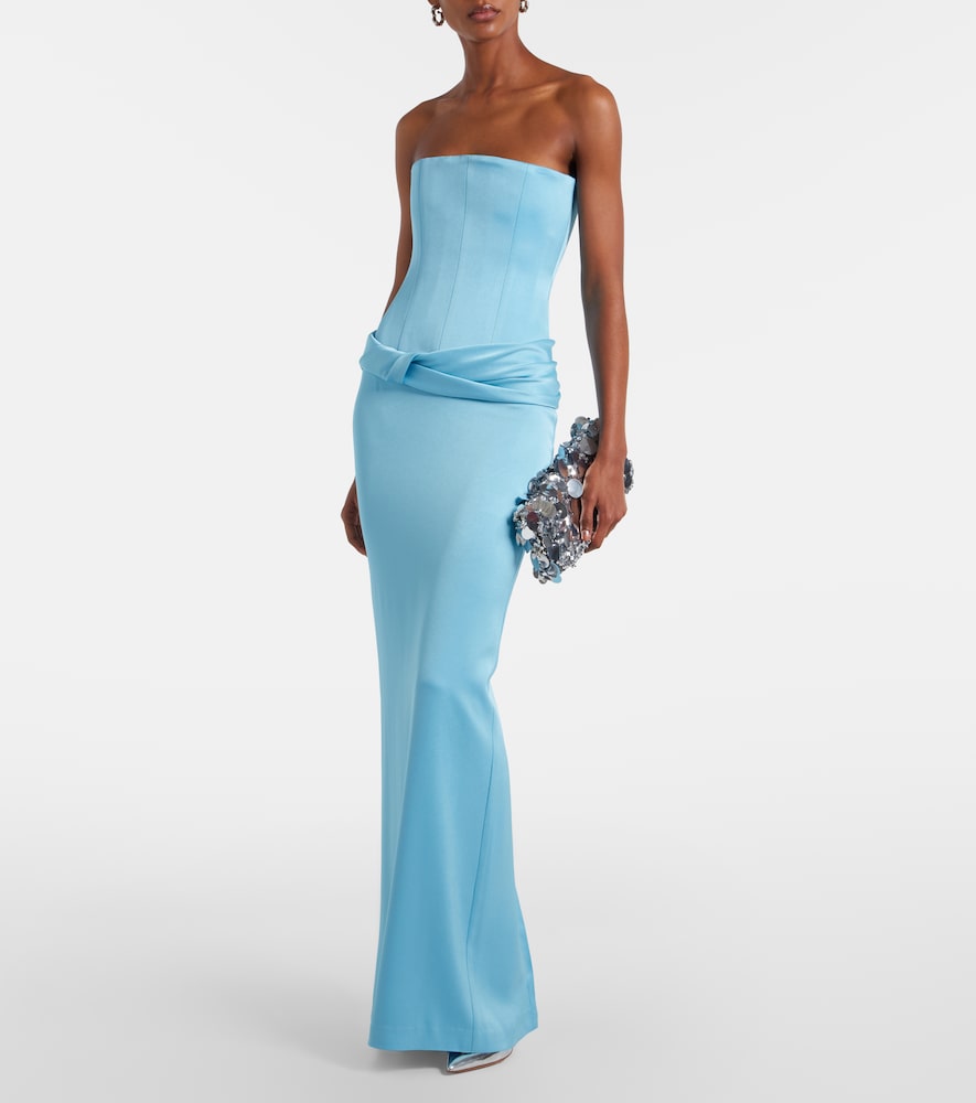 Crêpe satin bustier gown