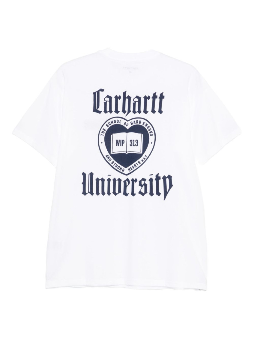 White Crewneck Logo Print T-shirt