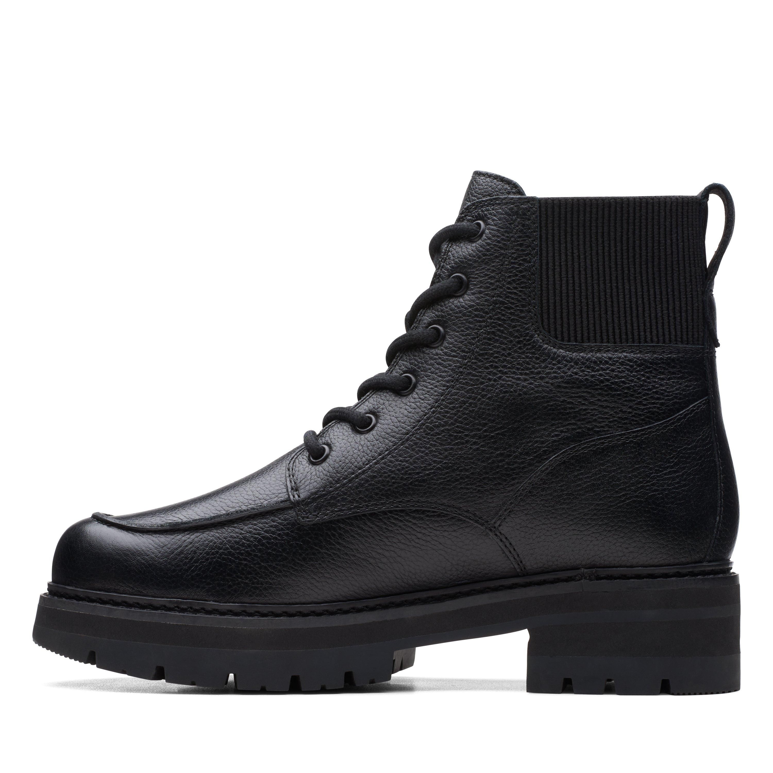 Clarks Women's Orianna Mid Black Warmlined Leather Ankle Boots, Lace Up | : 5.5/Standard Fit