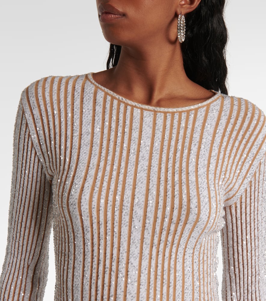 Sequined striped sweater