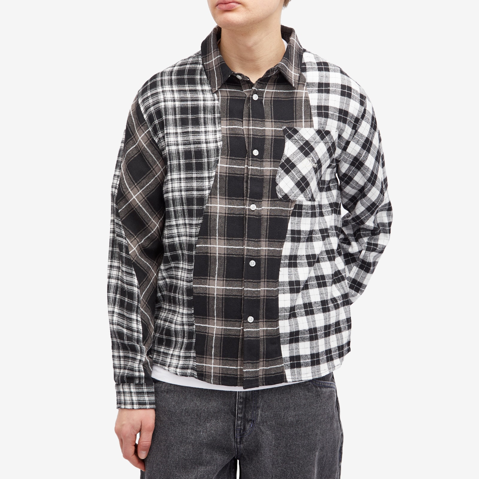 Men's Triple Plaid Shirt in Black