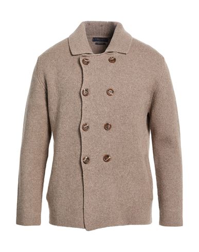 Man Cardigan Taupe Size L Merino Wool