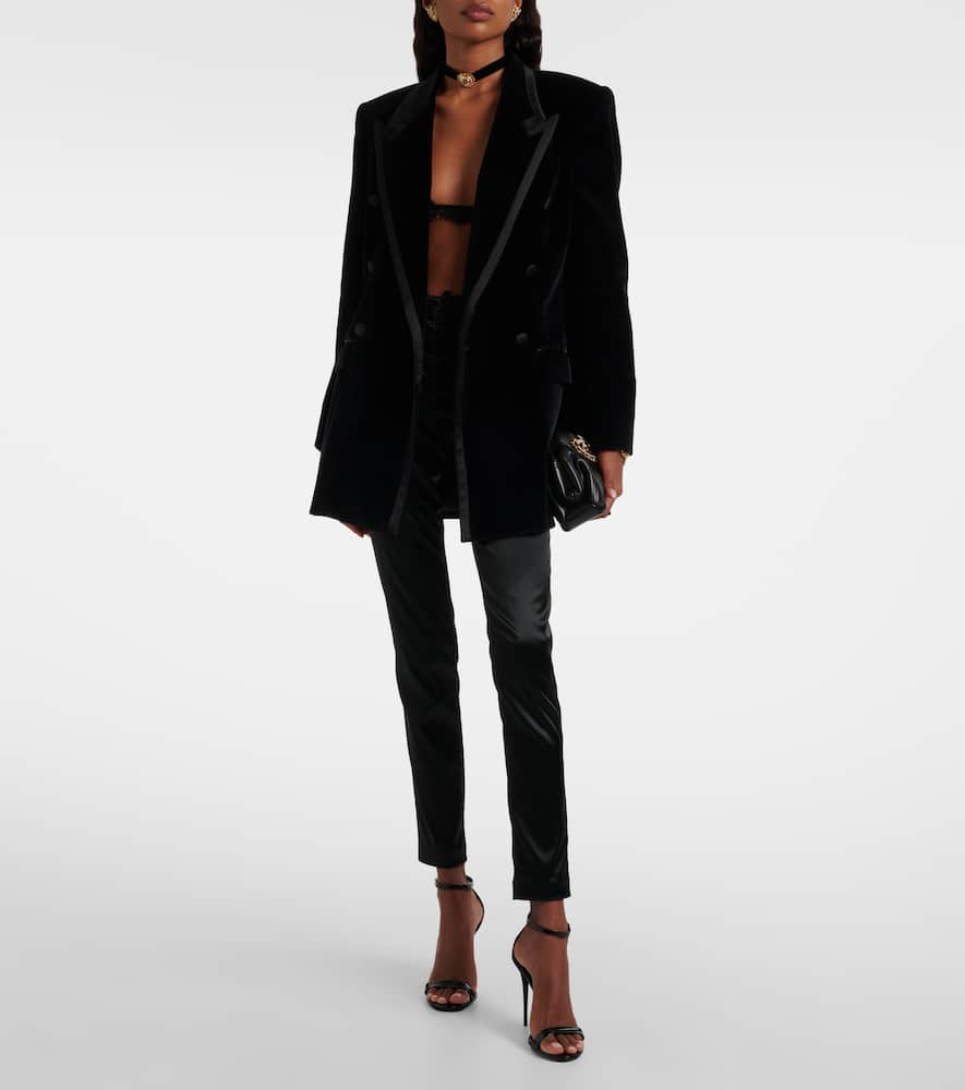 Cotton-blend velvet tuxedo jacket