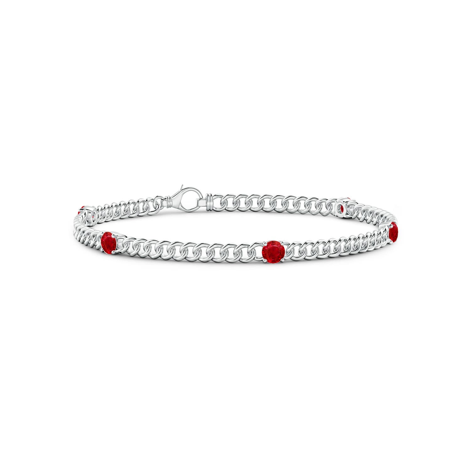 Angara 1.4 Carats Five Stone Ruby Station Bracelet in 14K White Gold