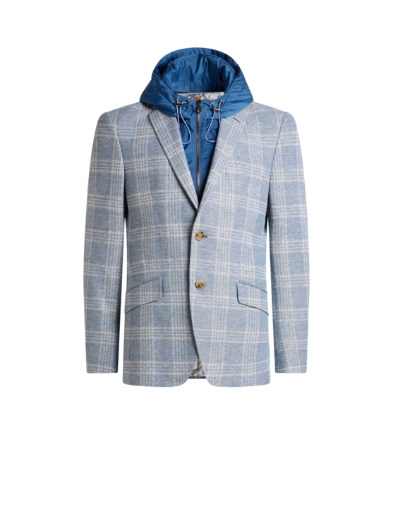 Check Jersey Jacket With Removable Bib And Hood