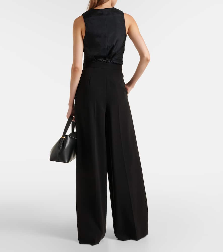 Pleated cady wide-leg pants